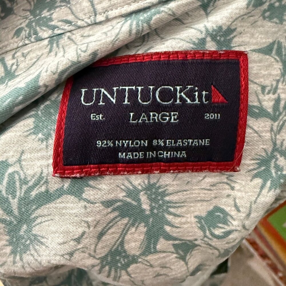 Untuckit Mens Long Sleeve Hawaiian Floral Button-Up Shirt Large Nylon/Elastane W - Picture 3 of 4
